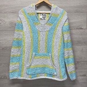 Baja TNA Grey Turquoise  & Green Poncho Hoodie